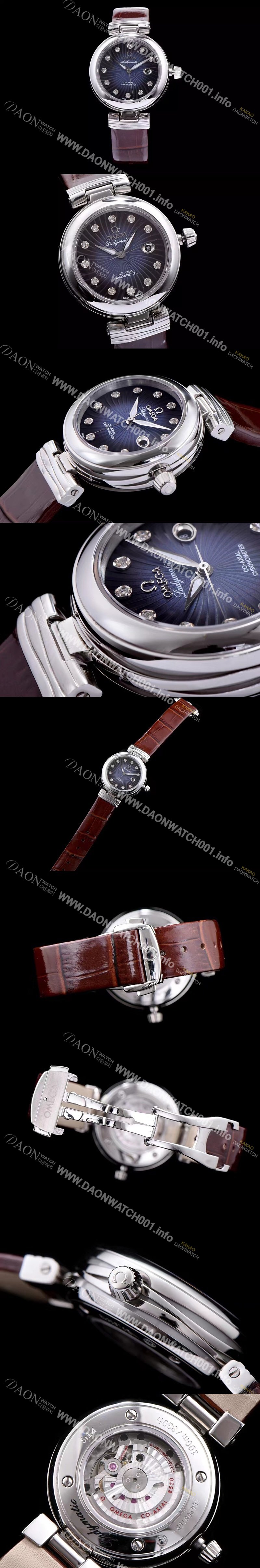 미러급 오메가 남성용 드빌 신형 레이디매틱!! 425.32.34.20.56.001 입체형 블루 다이얼 쥬얼 다이아몬드 인덱스 오토매틱 무브먼트 OMG0031 Ⅳ