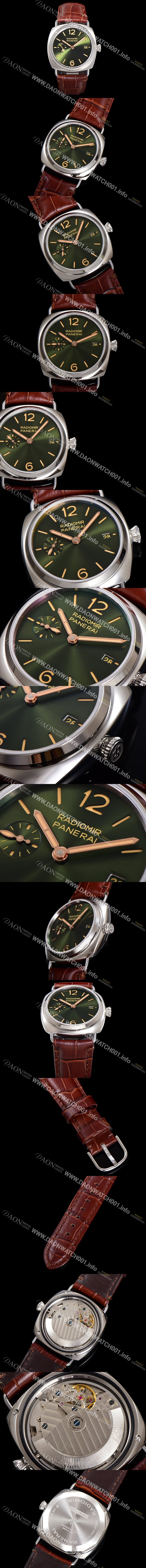 미러급 파네라이 남성용 라디오미르 콰란타 PAM01386 40mm 오토매틱 가죽줄 그린 다이얼 pan5204 Ⅳ