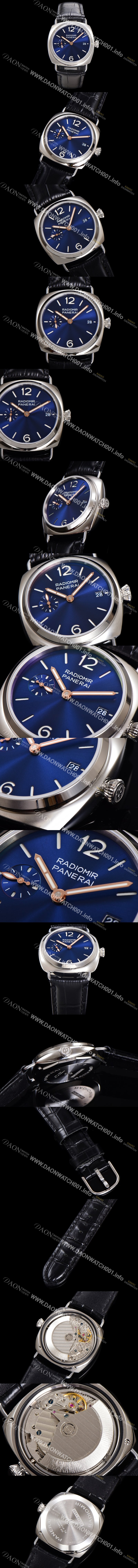 미러급 파네라이 남성용 라디오미르 콰란타 PAM01293 40mm 오토매틱 가죽줄 블루 다이얼 pan5206 Ⅳ