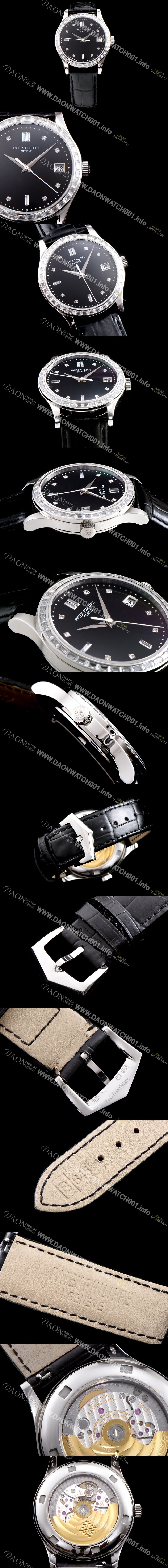 미러급 파텍필립 남성용 하이엔드 최고급 브랜드 칼라트라바 5298P-012 최상급 쥬얼 다이아몬드 베젤 18k 화이트골드 블랙 다이얼 오토매틱 무브먼트 PAT0130 Ⅳ