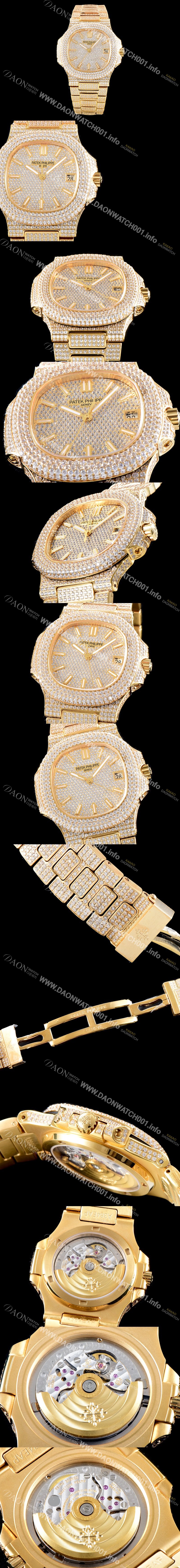 미러급 파텝필립 남성용 파텍필립 5719/10G-010 노틸러스 스위프 세컨즈 18K 옐로우골드 럭셔리한 최상급쥬얼 다이아몬드 풀 셋팅 브레이슬릿 Cal.324 S C 오토매틱 무브먼트 PAT0103 Ⅳ