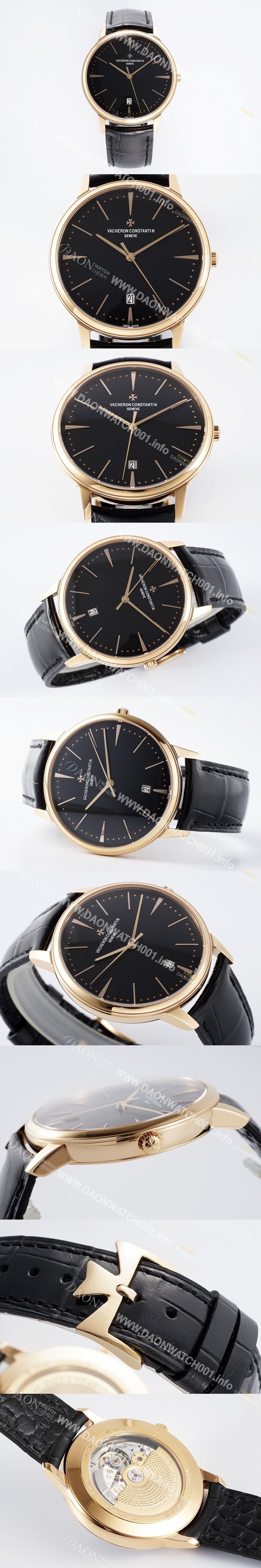 미러급 바쉐론콘스탄틴 남성용 패트리모니 85180/000R-9232 셀프 와인딩 드레스 워치!! 18K 로즈골드 케이스 블랙 다이얼 오토매틱 무브먼트 vac1161 Ⅳ