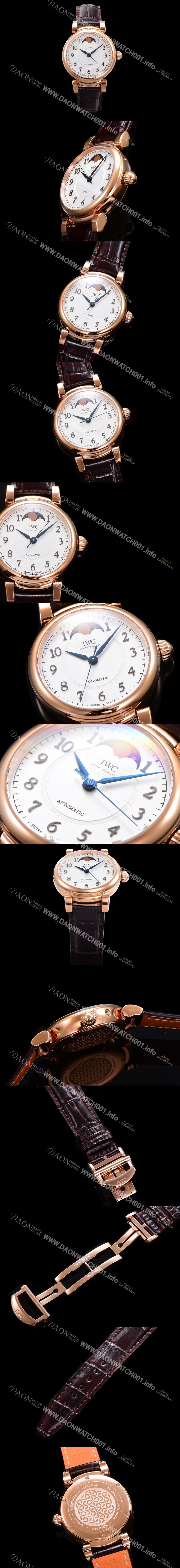 미러급 아이더블유씨여성용 다빈치 오토매틱 문페이즈 36mm 18K 로조골드 가죽줄 화이트다이얼 iwc56034 Ⅳ