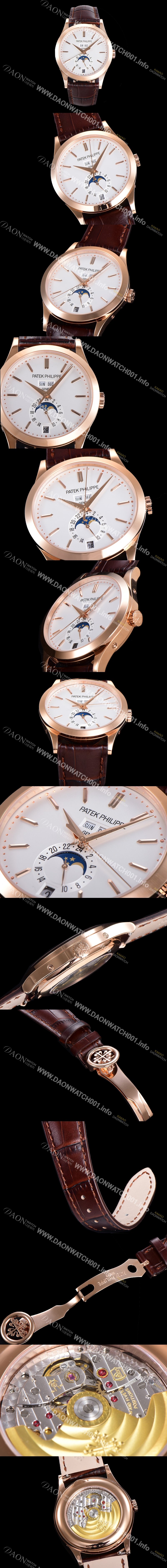 미러급 파텍필립 남성용 컴플리케이션 5396R 에뉴얼 캘린더 39MM UP!! 데이-데이트 문페이즈 18K 로즈골드 케이스 화이트 다이얼 Cal.324 S C 오토매틱 무브먼트 PAT0155 Ⅳ