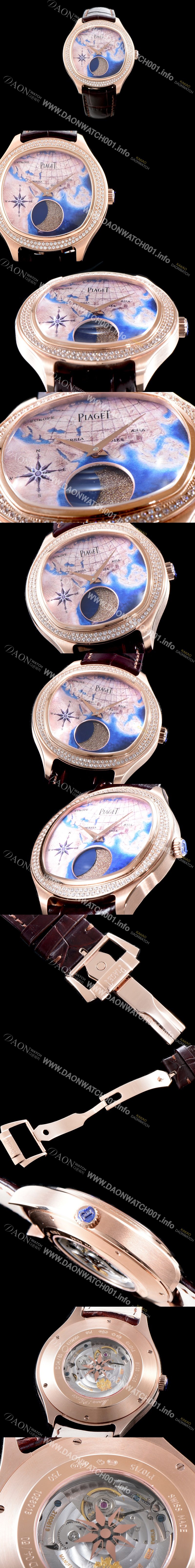 미러급 피아제 남성용 블랙-타이 BLACK -TIE G0A38569 퀸터센셜리 엠퍼라도 XL 18K 로즈골드 최상급 쥬얼 다이아몬드 베젤 문페이즈 픽첼 다이얼 오토매틱 무브먼트 PIA4252 Ⅳ