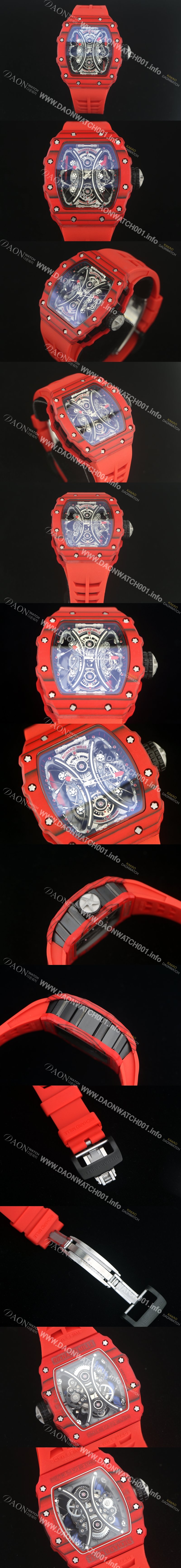 미러급 리차드밀레 남성용 뚜르비용 RM53-01 파블로 맥도너우 레드 카본 TPT 스켈레톤 다이얼 오토매틱 무브먼트 RIC0401 Ⅳ