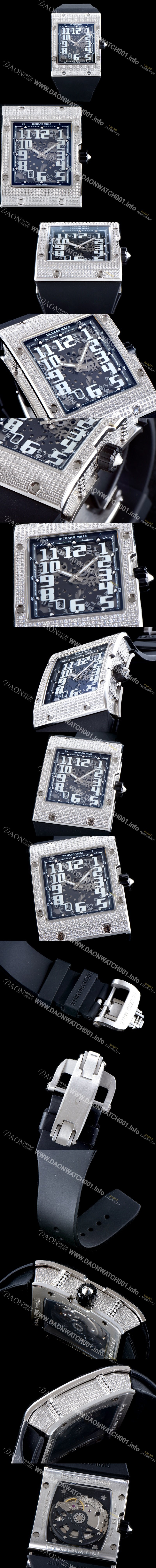 미러급 리차드밀레 남성용 최신버전 리차드밀 RM016 다이아몬드 엑스트라 플랫!! 수공 맞물림 형식의 쥬얼세팅 스켈레톤 다이얼 오토매틱 무브먼트 RIC0201 Ⅳ