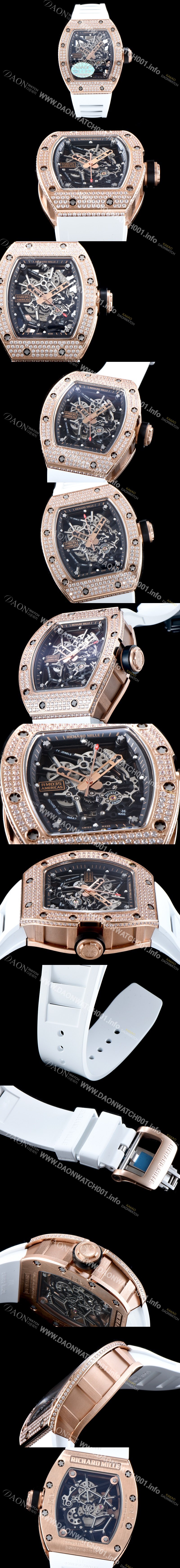 미러급 리차드밀레 남성용 리차드밀 RM035 아메리카즈!! 1:1 수공 맞물림 형식의 쥬얼세팅 고급스러운 18K 로즈골드 스켈레톤 다이얼 오토매틱 무브먼트 RIC0450 Ⅳ