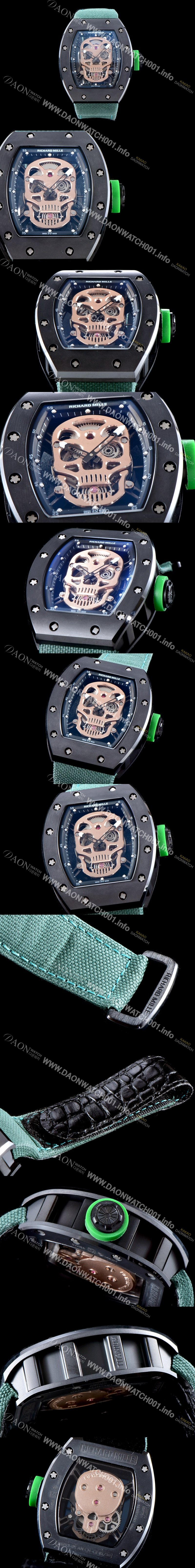 미러급 리차드밀레 남성용 벨크로 스포츠 스트랩!! RM52-01 스컬 워치 스켈레톤&해골무늬 다이얼 오토매틱 무브먼트 RIC0451 Ⅳ