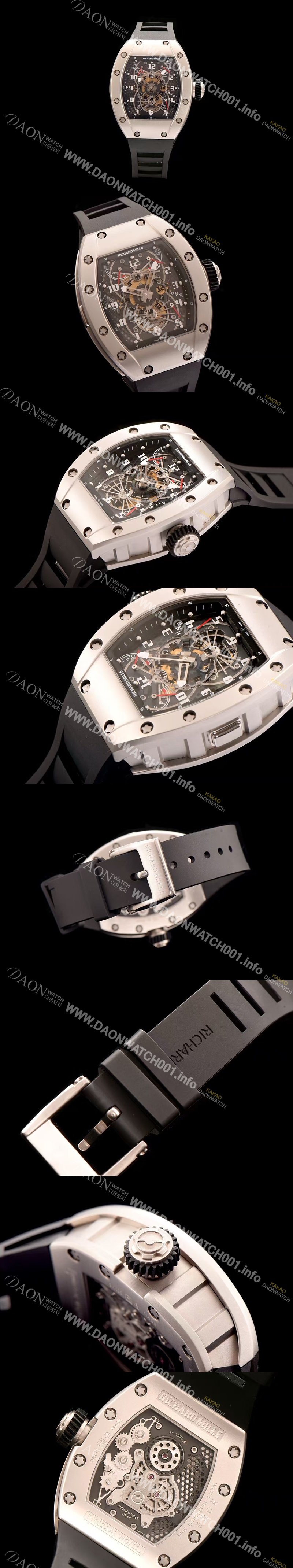 미러급 리차드밀레 남성용 RM022 스켈레톤 다이얼 블랙 러버 스트랩 오토매틱 무브먼트 RIC0401 Ⅳ