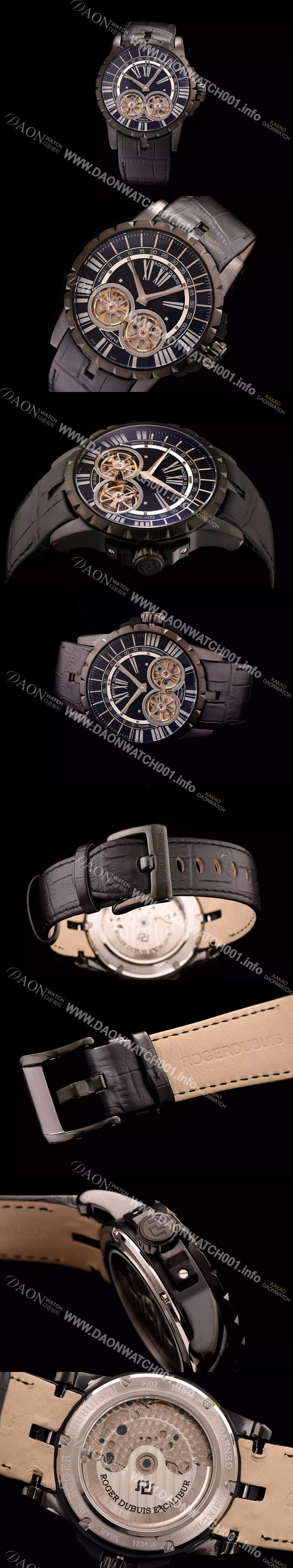 미러급 로저드뷔 남성용 엑스칼리버 아시안 오토매틱 블랙 다이얼 47mm ROG4225 Ⅳ