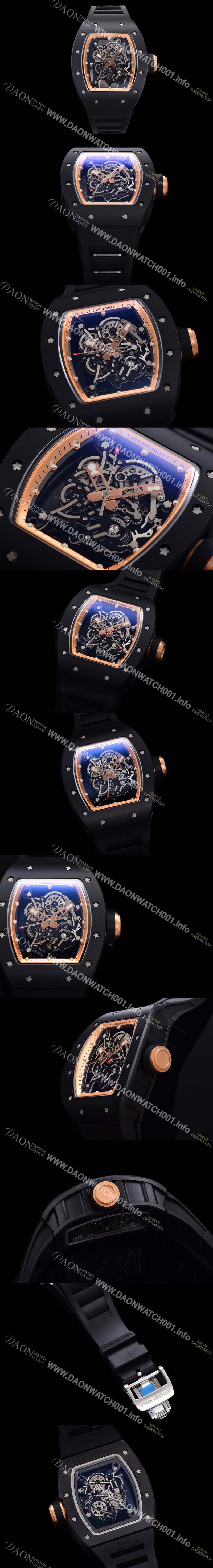 미러급 리차드밀레 남성용 RM055 블랙 PVD코딩 케이스 스켈레톤 다이얼 블랙 러버 스트랩 기계식 수동형 무브먼트 RIC0424 Ⅳ