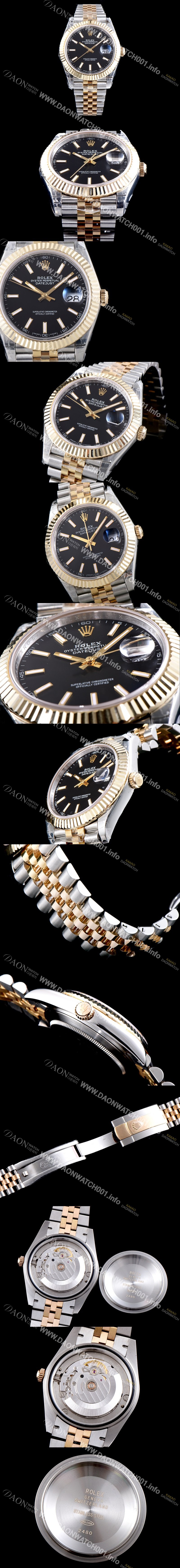 미러급 로렉스 남성용 업그레이드형 데이져스트 116231 오이스터 36mm 플루티드 베젤(AR) 18K 로즈골드 투톤콤비 블랙 다이얼 오토매틱 무브먼트 ROL0015 Ⅳ