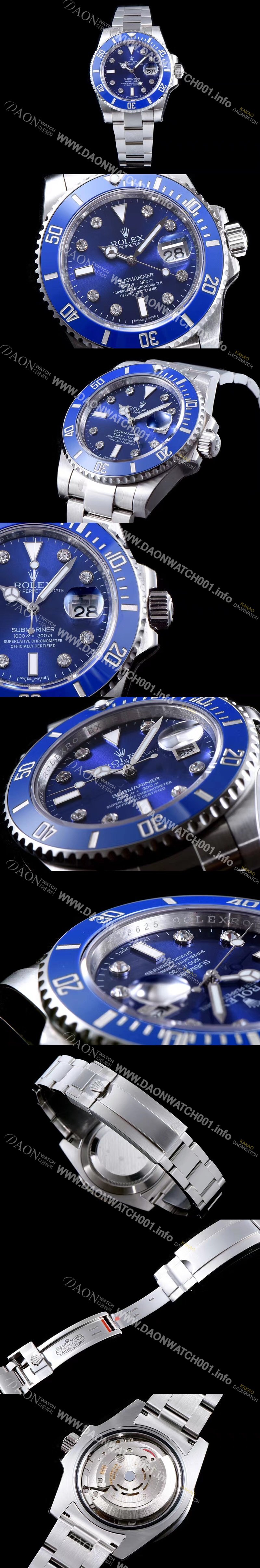 미러급 로렉스 남성용 NEW VIP 버전!!서브마리너 116619LB-97209 8DI 블루 세라믹 베젤 블루 다이얼 쥬얼 다이아몬드 인덱스 브레이슬릿 스위스 3135 오토매틱 무브먼트 ROL0320 Ⅳ