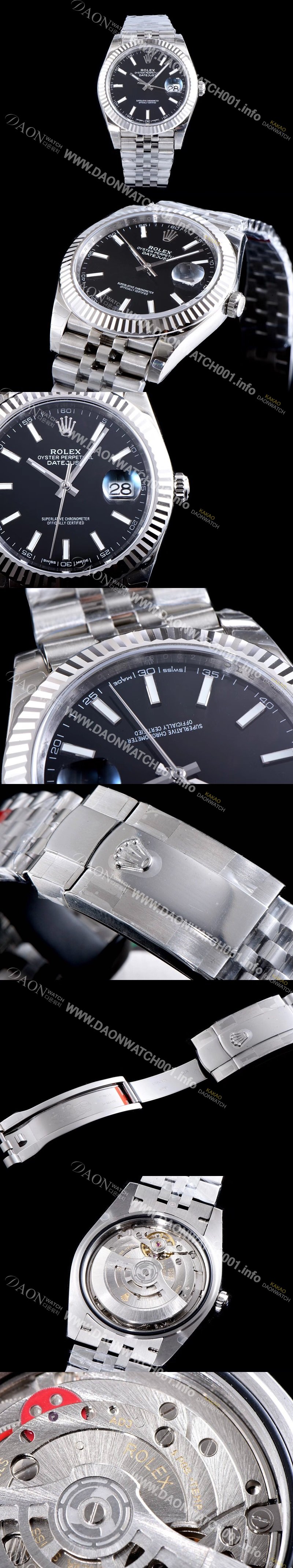 미러급 로렉스 남성용 데이저스트 II m126334-0018 블랙 다이얼 야광 스틱 인덱스 스틸 브레이슬릿 오토매틱 무브먼트 ROL0010 Ⅳ