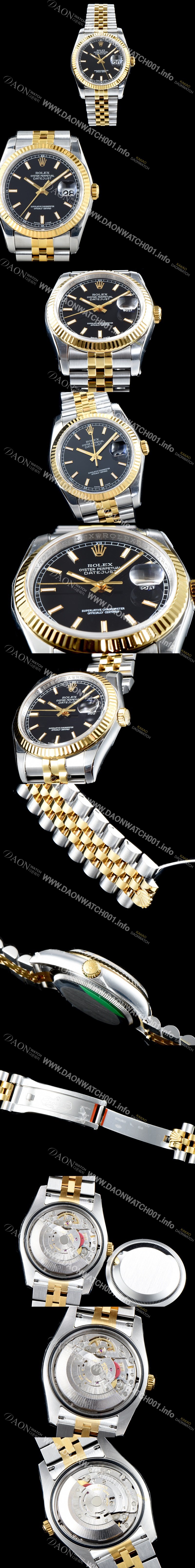 미러급 로렉스 남성용 1:1퀄리티!! 데이져스트 116233 오이스터 36mm 18K 옐로우골드 블랙 다이얼 쥬빌리 브레이슬릿 칼리버 3135타입 오토매틱 무브먼트 ROL0300 Ⅳ
