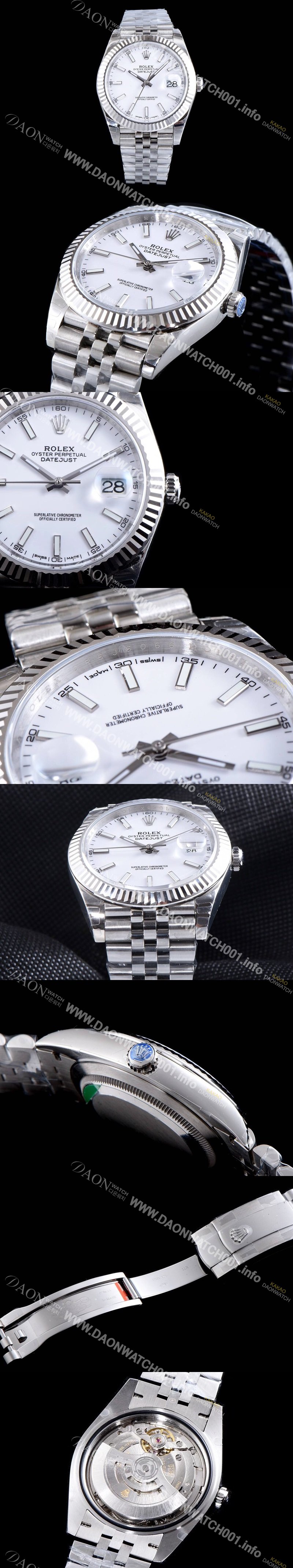 미러급 로렉스 남성용 데이저스트 II m126334-0004 화이트 다이얼 야광 스틱 인덱스 스틸 브레이슬릿 오토매틱 무브먼트 ROL0304 Ⅳ