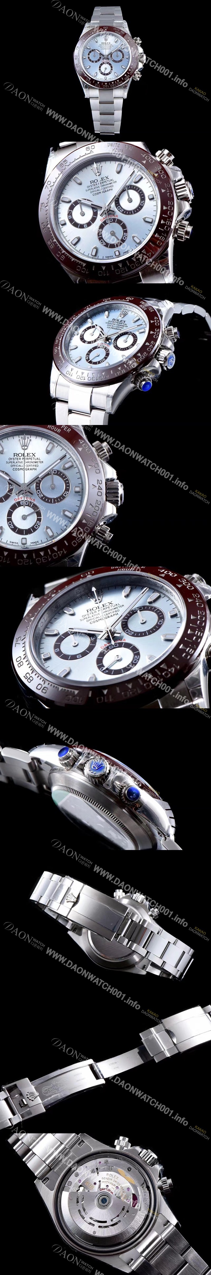 미러급 로렉스 남성용 업버전! 크로노그래프 데이토나 116506 아이스 블루 다이얼 브라운 컬러 모노블록 세라크롬Cerachrom 베젤 오토매틱 무브먼트 ROL0100 Ⅳ