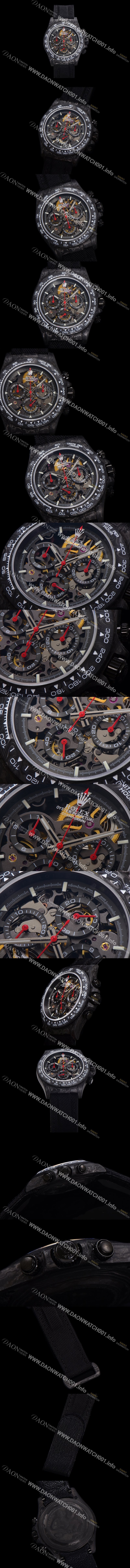 미러급 로렉스남성용 데이토나 포지드카본 40mm 크로노그래프 오토매틱 Cal.4130 무브먼트 스켈레톤 다이얼 rol5370 Ⅳ