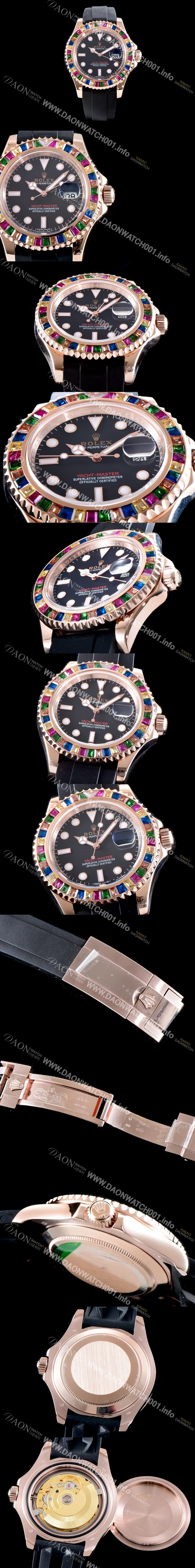 미러급 로렉스 남성용 최신버전 UP!! 요트마스터 116695SATS 레인보우 바게크 컷 세팅 베젤 블랙 다이얼 오이스터 플렉스 스위스 ETA 2824-2 오토매틱 무브먼트 ROL0050 Ⅳ