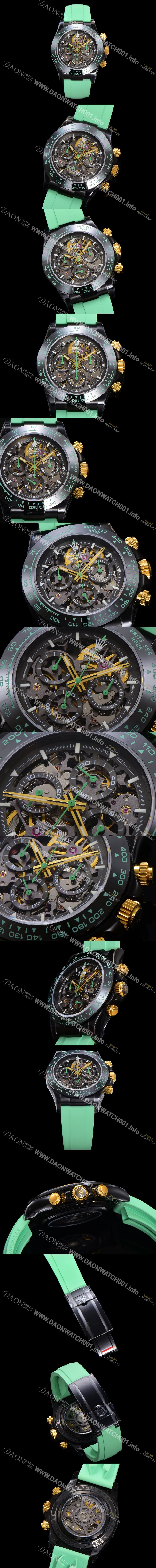 미러급 로렉스남성용 데이토나 세라믹 베젤 40mm 크로노그래프 오토매틱 Cal.4130 무브먼트 스켈레톤 다이얼 rol5376 Ⅳ