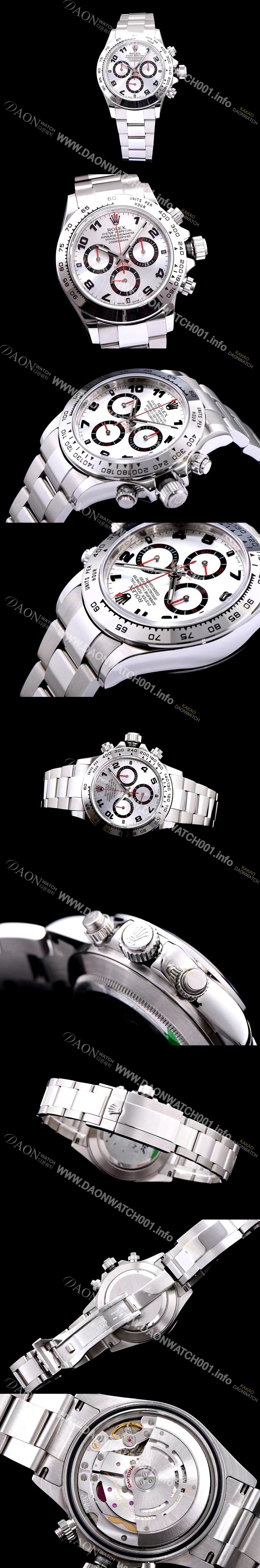 미러급 로렉스 남성용 데이토나 116509-78599 크로노그래프 실버 다이얼 브레이슬릿 ETA 7750B오토매틱 무브먼트 ROL0105 Ⅳ