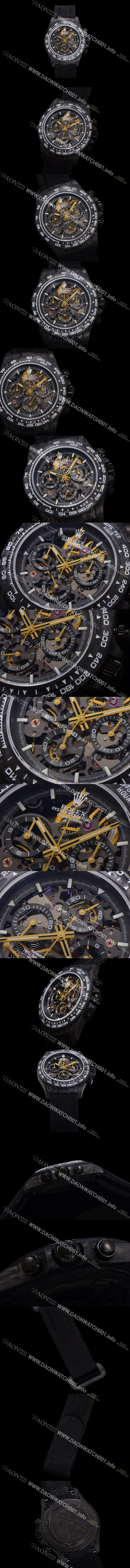 미러급 로렉스남성용 데이토나 포지드카본 40mm 크로노그래프 오토매틱 Cal.4130 무브먼트 스켈레톤 다이얼 rol5371 Ⅳ