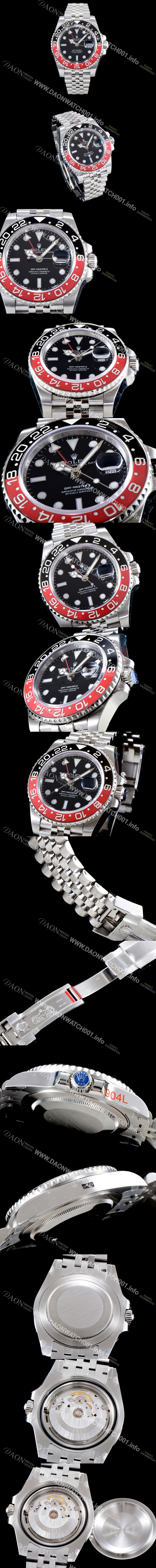 미러급 로렉스 남성용 최신 업그레이드 버전!!지엠티 마스터II 126710BLRO-0001 듀얼 타임 블랙/레드 투톤 24시간 회전 베젤 블랙 다이얼 5선 쥬빌리 브레이슬릿 오토매틱 무브먼트 ROL0035 Ⅳ