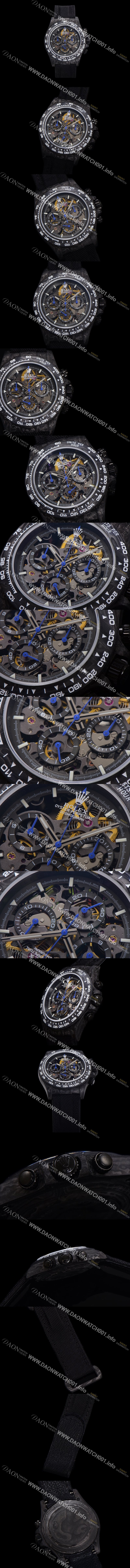 미러급 로렉스남성용 데이토나 포지드카본 40mm 크로노그래프 오토매틱 Cal.4130 무브먼트 스켈레톤 다이얼 rol5372 Ⅳ