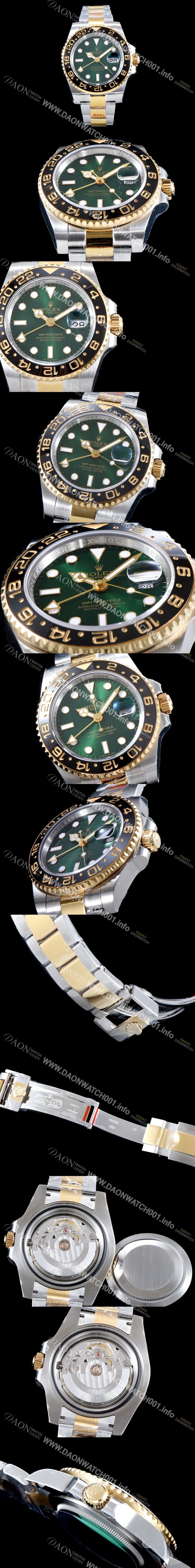 미러급 로렉스 남성용 지엠티 마스터II 116718LN 듀얼 타임 블랙 세라믹 소재의 24시간 회전 베젤 그린 썬더스트 다이얼 오이스터 브레이슬릿 ETA 2836 A2 오토매틱 무브먼트 ROL0033 Ⅳ