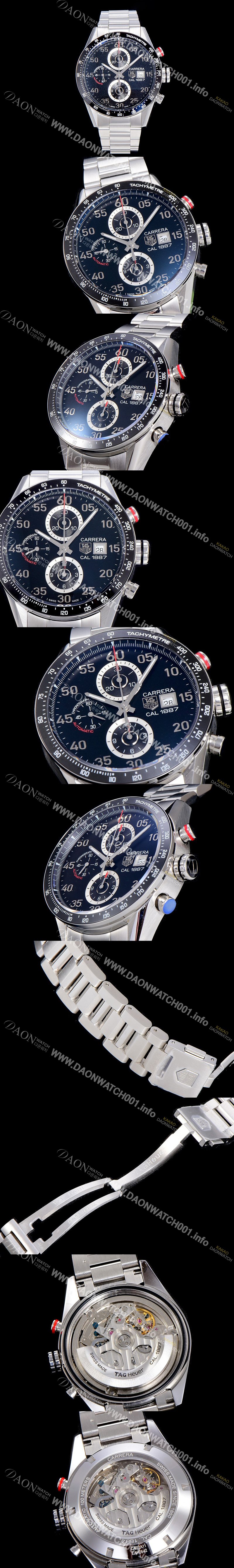 미러급 태그호이어 남성용 까레라 CAL.1887 크로노그래프 블랙 다이얼 오토매틱 무브먼트 TAG0210 Ⅳ