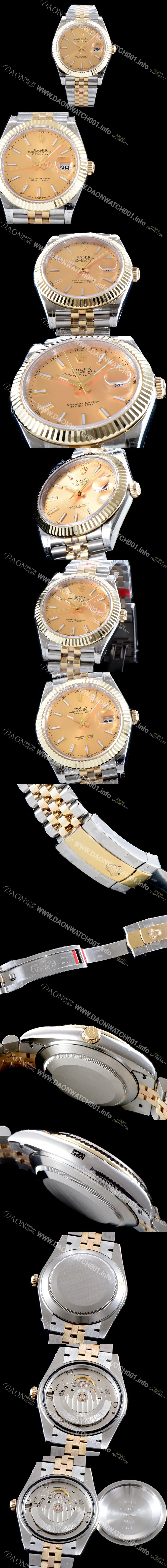 미러급 로렉스 남성용 최고급형!!데이져스트II 126333-62613 GM사 추가업데이트!! 18K 옐로골드 투톤 콤비 골드 다이얼 브레이슬릿 스위스 ETA 2836-2 오토매틱 무브먼트 ROL0355 Ⅳ