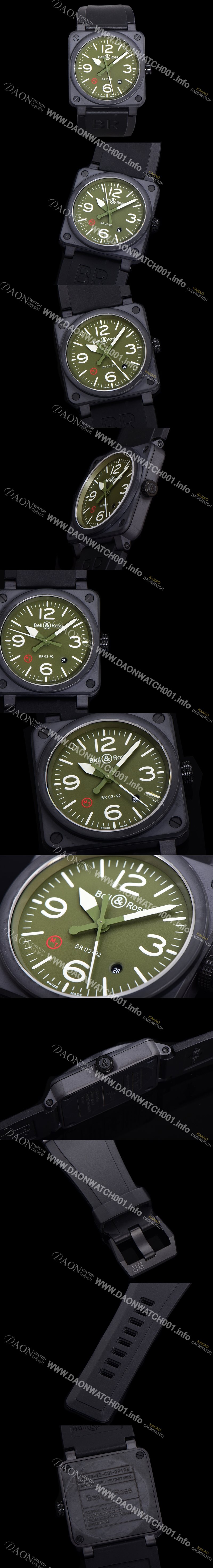 미러급 벨엔로즈 남성용 BR03-92 다이버 세라믹 오토매틱 9015 타입 42mm 우레탄줄 그린 다이얼 bel80298 Ⅳ