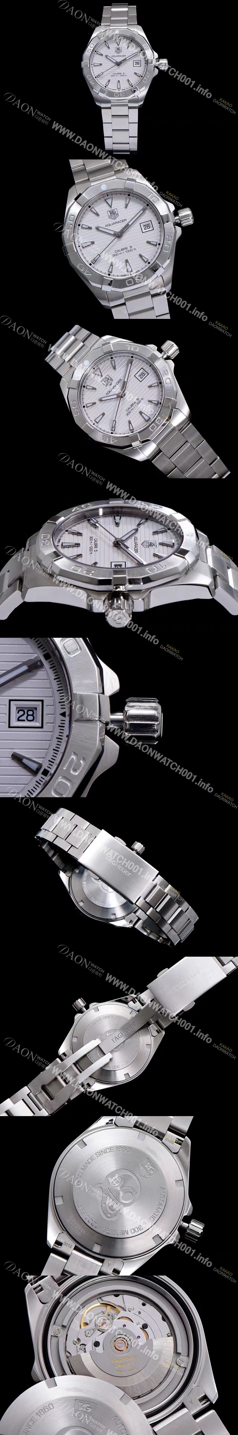 미러급 태그호이어 남성용 아쿠아레이서 WAY2111.BA0928 워치 화이트 다이얼 오토매틱 무브먼트 TAG0145 Ⅳ