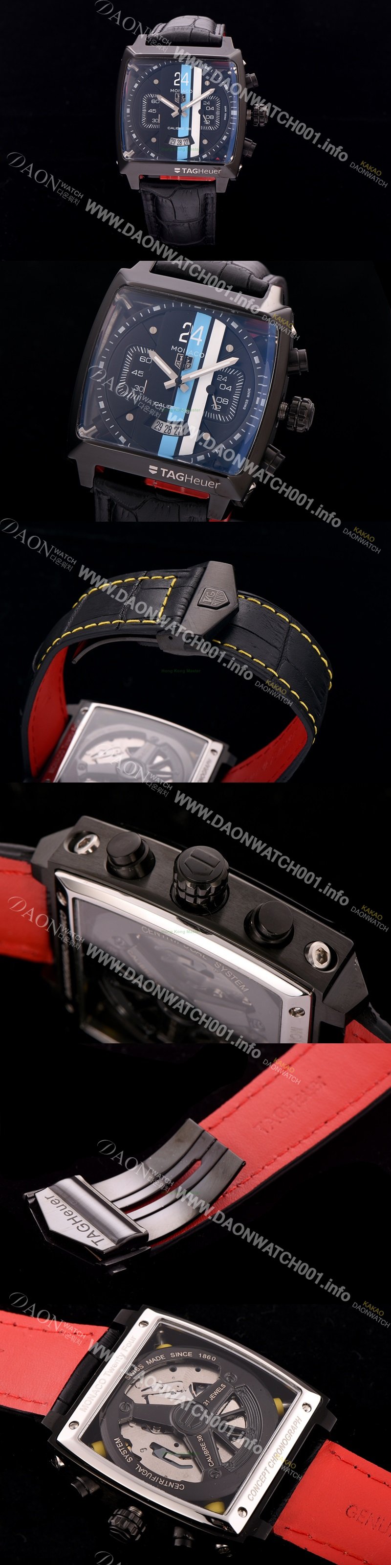 미러급 태그호이어 남성용 뉴 모나코 컨셉트 24 크로노그래프 블랙 다이얼 스위스 쿼츠 무브먼트 TAG0205 Ⅳ
