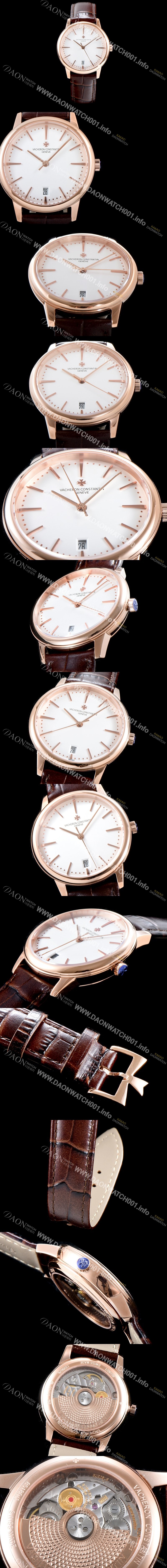 미러급 바쉐론콘스탄틴 남성용 패트리모니 85180/000R-9248 셀프 와인딩 드레스 워치!! 18K 로즈골드 케이스 화이트 다이얼 오토매틱 무브먼트 VAC0210 Ⅳ