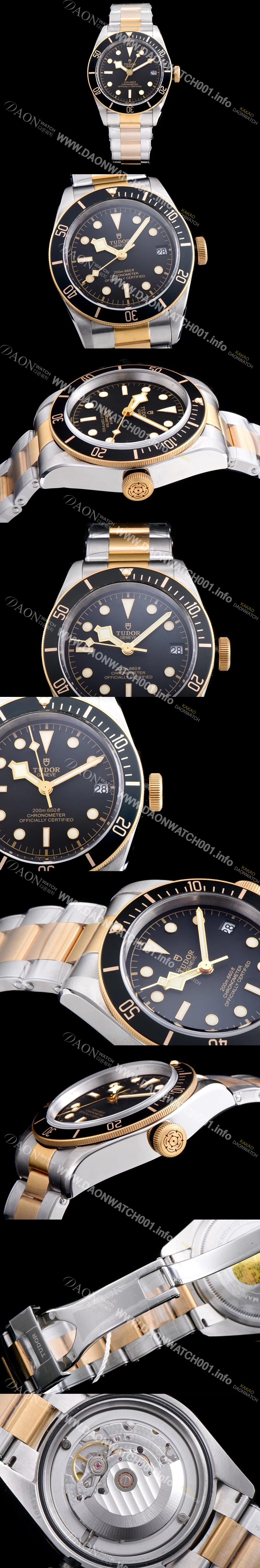 미러급 튜더 남성용 헤리티지 블랙 베이 M79733N-0004 최신형 콤비모델!! ZF 사 18K 옐로우 골드 블랙 다이얼 브레이슬릿 스위스 ETA 2824-A2오토매틱 무브먼트 TUD04303 Ⅳ