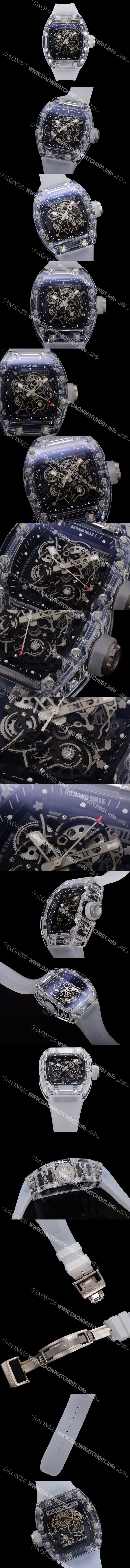 미러급 리차드밀러 남성용 RM055 수동/기계식 무브먼트 50mm 우레탄줄 스캘래톤 블랙 다이얼 ric0227 Ⅳ