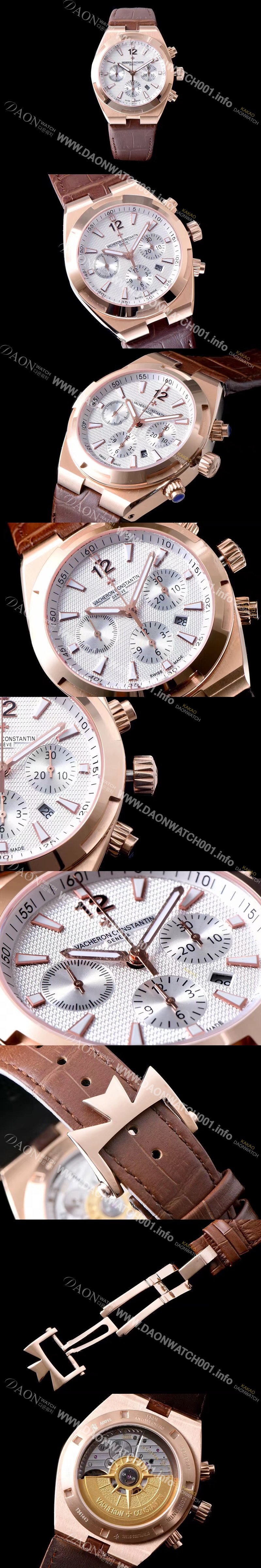 미러급 바쉐론콘스탄틴 남성용 오버시즈 49150000R-9454 컬럼 휠 크로노그래프 18k 로즈골드 케이스 실버 텍스쳐 다이얼 오토매틱 무브먼트 VAC0200 Ⅳ