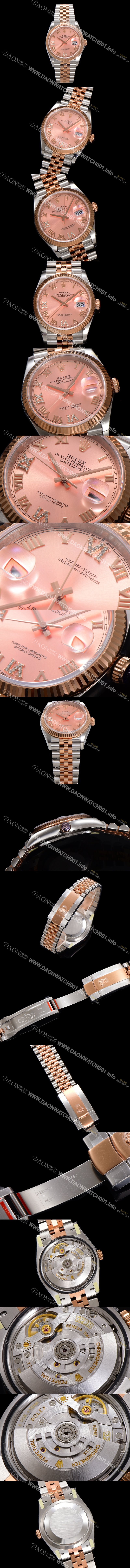 미러급 로렉스 남성용 데이저스트 m126231 18K 로즈골드 로마인덱스 36mm 오토매틱 Cal.3235 무브먼트 핑크 다이얼 rol5364 Ⅳ