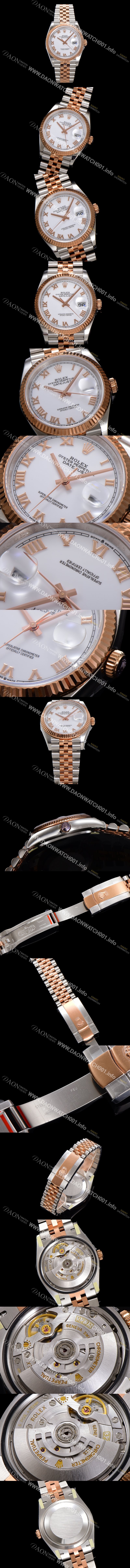 미러급 로렉스 남성용 데이저스트 m126231 18K 로즈골드 로마인덱스 36mm 오토매틱 Cal.3235 무브먼트 화이트 다이얼 rol5363 Ⅳ