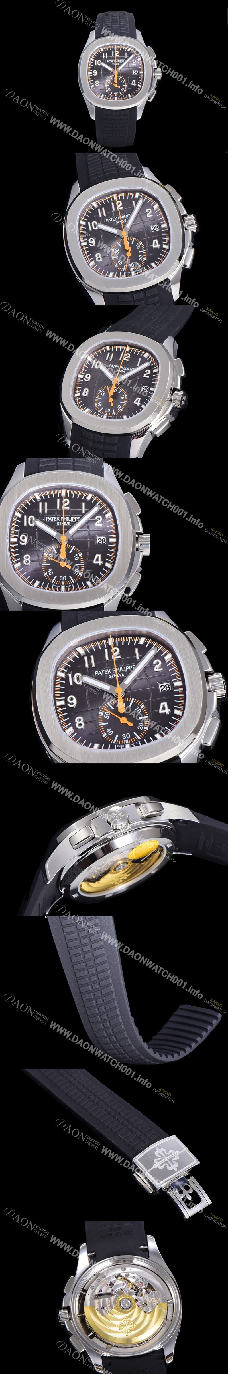 미러급 파텍필립남성용 아쿠아너 5968A 크로노그래프 스틸 42미리 오토매틱 블랙 다이얼  PAT52358 Ⅳ