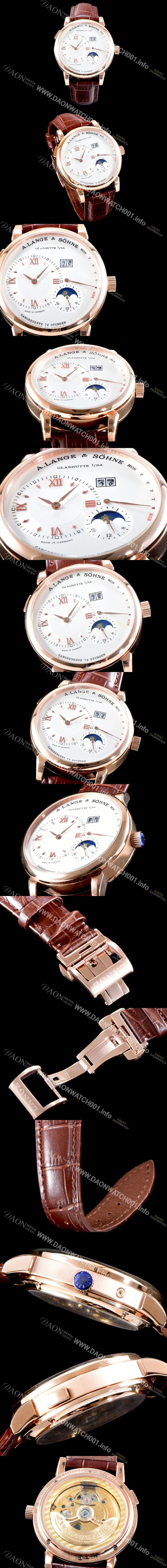 미러급 아랑게운트죄네 남성용 아이코닉 컬렉션 192.032 랑게1 Dymatic 18k 로즈골드 문페이즈 화이트 다이얼 세귤 리얼 수동형 무브먼트 LAN4243 Ⅳ