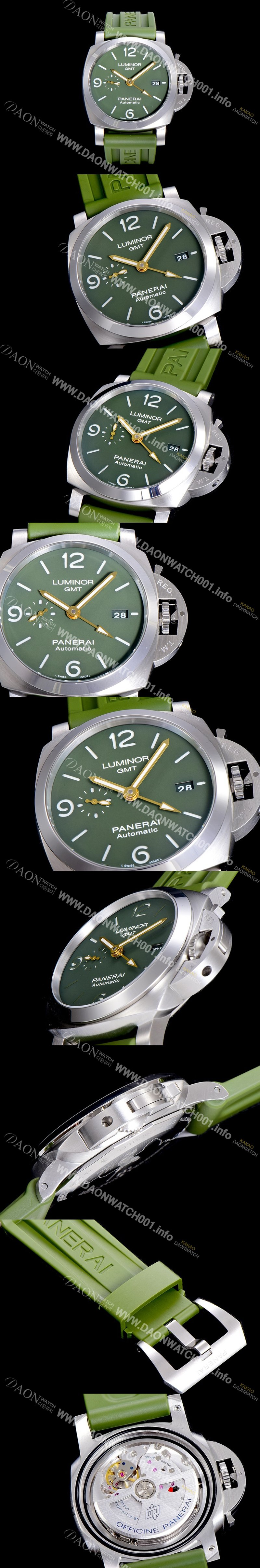 미러급 파네라이남성용 루미노르 PAM01056 1950 3데이 44미리 오토매틱 GMT 그린다이얼 PAN94403 Ⅳ