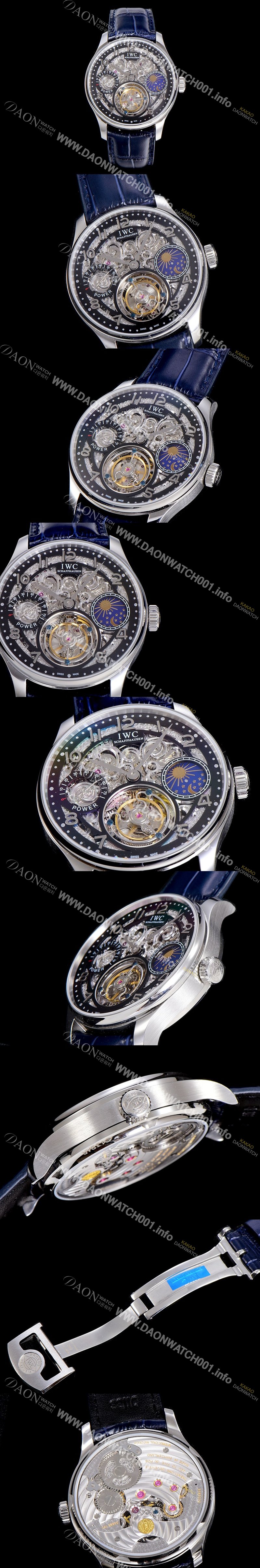 미러급 아이더블유씨남성용  포르투기즈 42미리 수동/기계식 투어빌론(뚜르삐옹) 스켈래톤 다이얼 블랙다이얼 IWC90007 Ⅳ