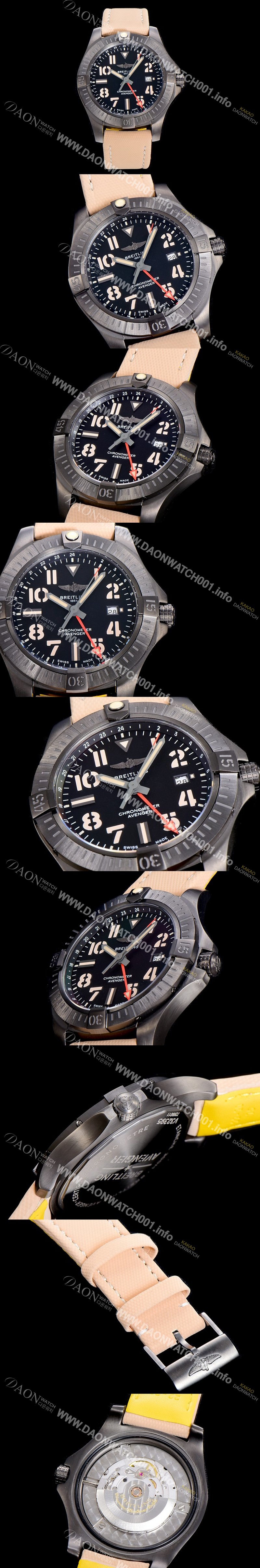 미러급 브라이틀링남성용  어벤져 나이트미션 GMT 45미리 PVD코팅 오토매틱 블랙다이얼 BRE14973 Ⅳ