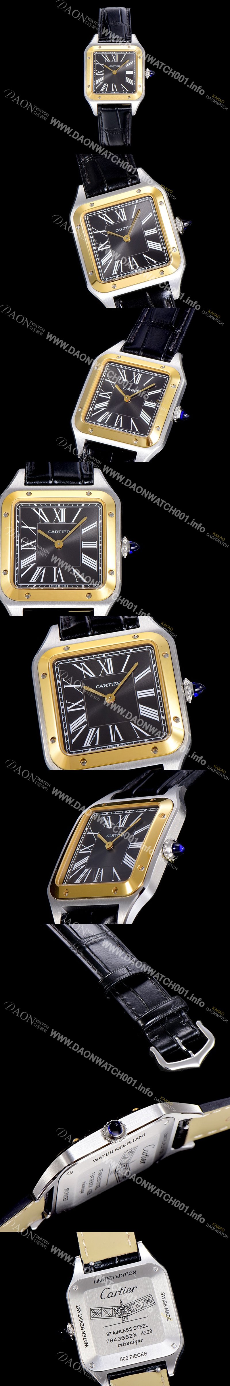 미러급 까르띠에남여공용 산토스 두몽트 쿼츠 커플시계 38미리 43미리/38미리 M/S 블랙다이얼 CAR40398 Ⅳ