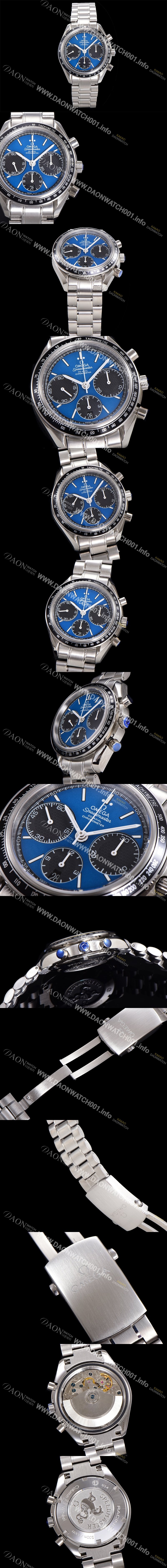 미러급 오메가 남성용시계 뉴 레이싱 크로노 스프드마스터 레이싱 크로노그래프 오토매틱 ETA7750-2 타입 40mm 메탈줄시계 블루다이얼 omg4862 Ⅳ