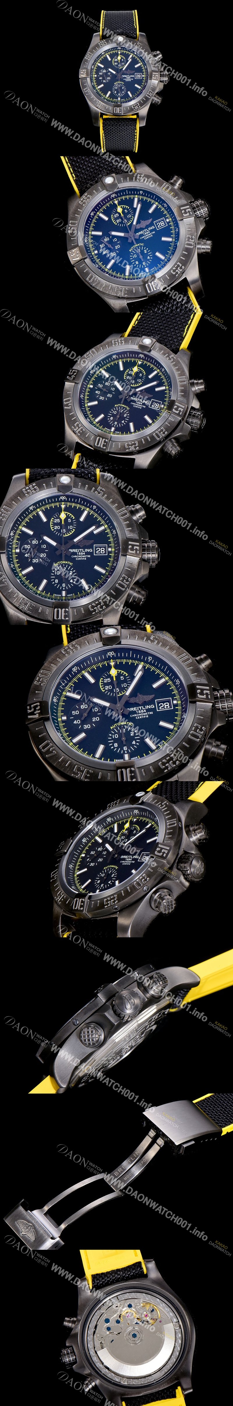 미러급 브라이틀링남성용 어벤져 II 크로노그래프 45미리 PVD 티타늄 코팅 오토매틱 블랙다이얼 BRE66404 Ⅳ