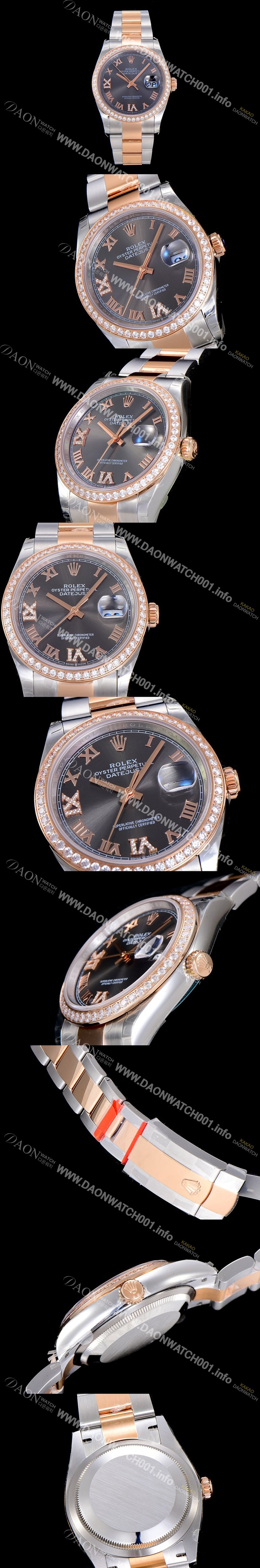 미러급 로렉스남성용 데이져스트 오토매틱 36미리 18K 로즈골드 보석/큐빅 그레이다이얼 3235무브 ROL52200 Ⅳ